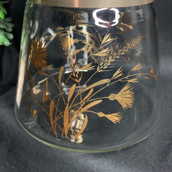 Vintage MCM David Douglas Flameproof coffee/tea carafe with gold wheat & flowers - Picture 2 of 9